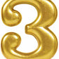 Gold Metallic Numeral Birthday Party Cake Candle #3 Number Three