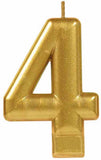 Gold Metallic Numeral Birthday Party Cake Candle #4 Number Four
