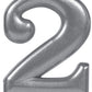 Silver Metallic Numeral Birthday Party Cake Candle #2 Number Two