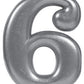 Silver Metallic Numeral Birthday Party Cake Candle #6 Number Six
