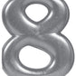 Silver Metallic Numeral Birthday Party Cake Candle #8 Number Eight