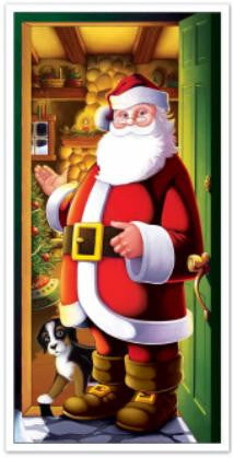 Santa and His Dog Door Decor