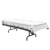 Graduation Party Theme White Black Plastic Table Cover 54" x 108"