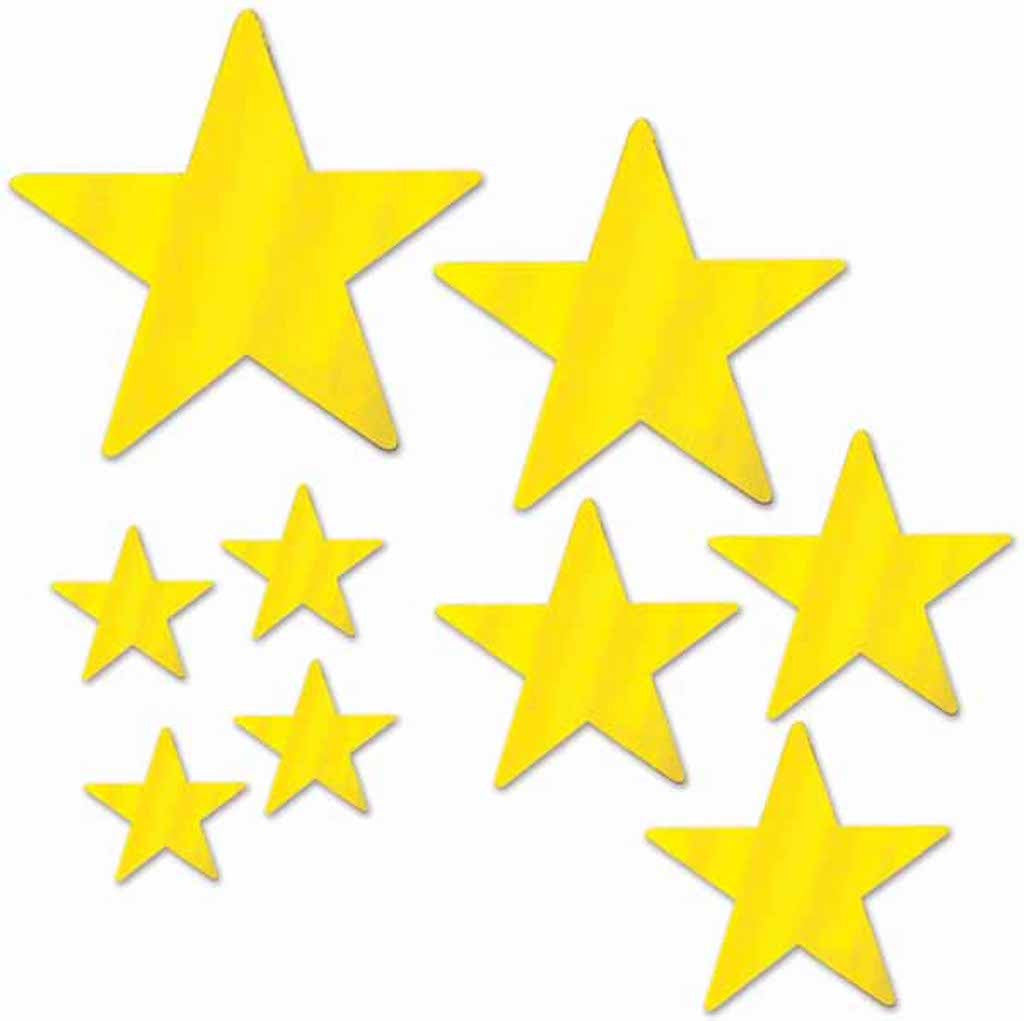 Assorted Gold Foil Star Party Decoration 9 Pack