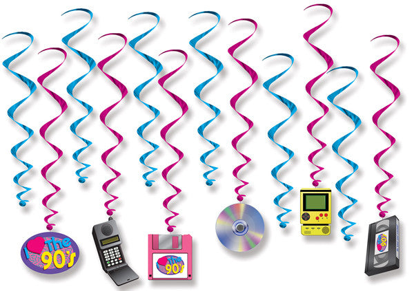 90s Retro Hanging Metallic Swirls