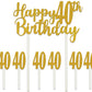 Happy 40th Birthday Gold Glitter Cake Topper 7 PCS