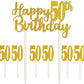 Happy 50th Birthday Party Gold Glitter Cake Topper