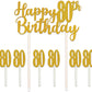Happy 80th Birthday Gold Glitter Cake Topper 7 PCS