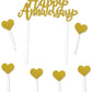 Happy Anniversary Gold Glitter Cake Topper