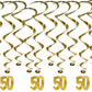 Number 50 Whirls Metallic Spiral 50th Birthday Anniversary Party Decorations 12pcs
