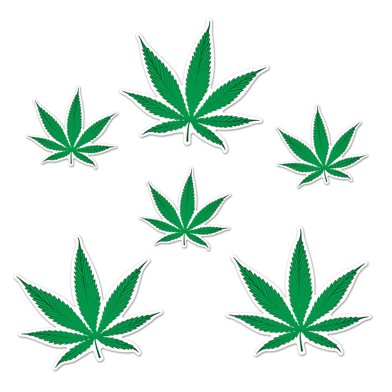 Green Pot Leaf Weed Cutouts Party Wall Decor 6 PCS
