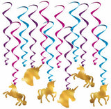 Gold Unicorn Whirls Metallic Spiral Birthday Party Decorations