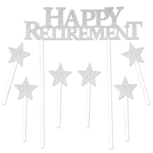 Happy Retirement Glitter Cake Topper