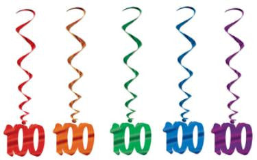 Number 100 Whirls Metallic Spiral 100th Birthday Anniversary Party Decorations