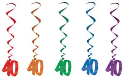 Number 40 Whirls Metallic Spiral 40th Birthday Anniversary Party Decorations