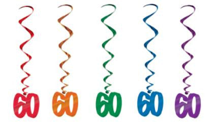 Number 60 Whirls Metallic Spiral 60th Birthday Anniversary Party Decorations
