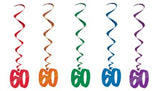 Number 60 Whirls Metallic Spiral 60th Birthday Anniversary Party Decorations
