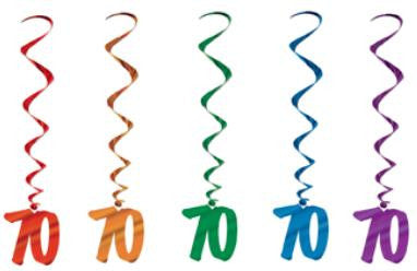 Number 70 Whirls Metallic Spiral 70th Birthday Anniversary Party Decorations
