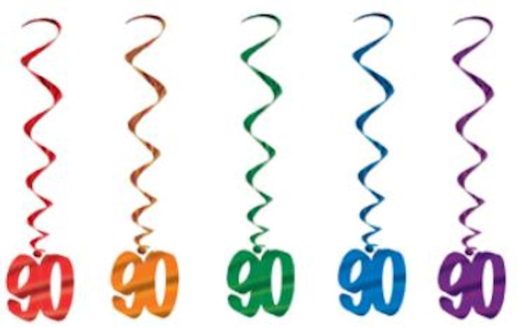 Number 90 Whirls Metallic Spiral 90th Birthday Party Decorations