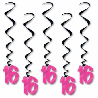 Number 16 Whirls Metallic Spiral 16th Birthday Party Decorations