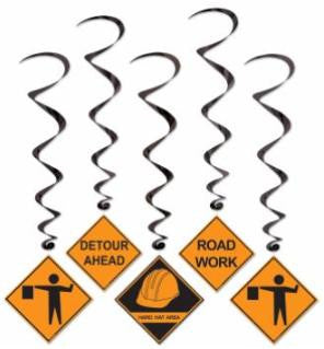 Construction Whirls Hanging Spiral Theme Party Decorations