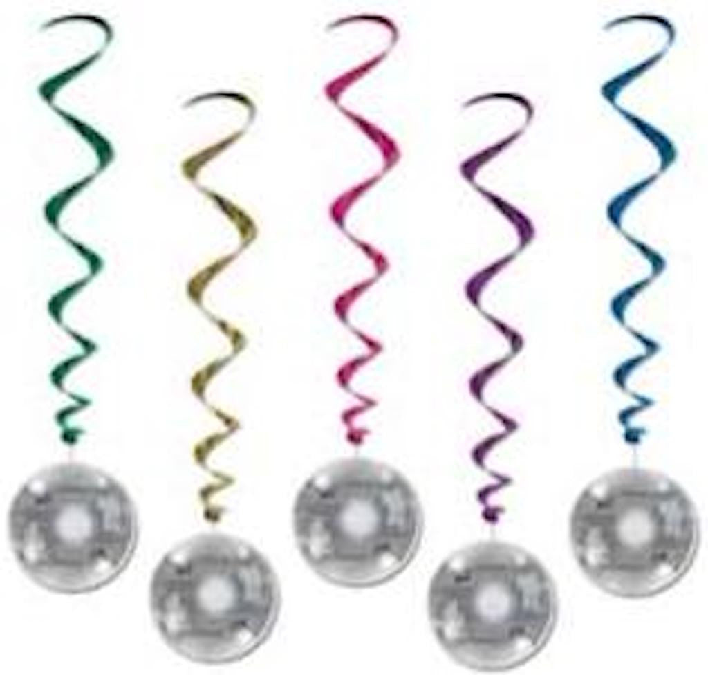 Disco Ball Whirls Spiral Party Decorations 5 Pack