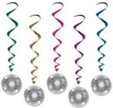 Disco Ball Whirls Spiral Party Decorations 5 Pack