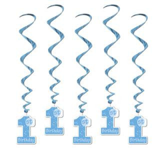 1st Birthday Whirls Blue