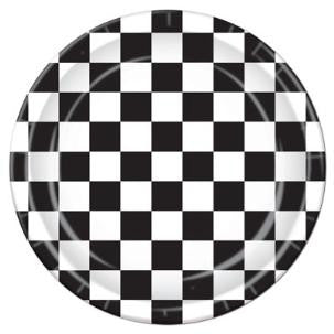 paper plates white & black checkered