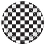 paper plates white & black checkered