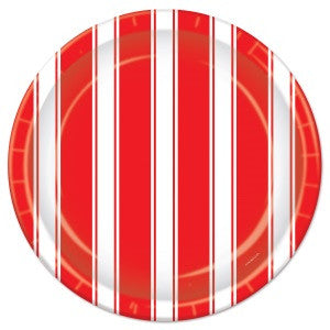 Red, White Stripes Dinner Plates