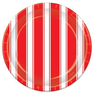 Red, White Stripes Dessert Plates