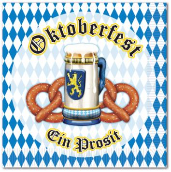 Oktoberfest Beverage Napkins – German Beer Party Tableware 16/CT