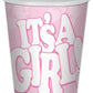 It's A Girl Pink 9 oz Paper Baby Shower Gender Reveal Cup 8 Pack