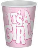 It's A Girl Pink 9 oz Paper Baby Shower Gender Reveal Cup 8 Pack