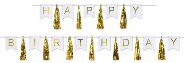 Gold & White Happy Anniversary Banner