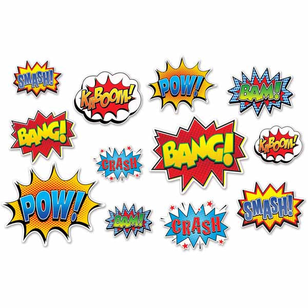 Large Superhero Comic Action Assorted Cutouts 12 PCS