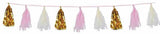 8' Metallic Tissue Tassels Hanging Garland Pink Party Decor