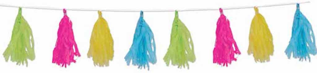 8' Tissue Tassels Multi Color Hanging Garland Party Decor