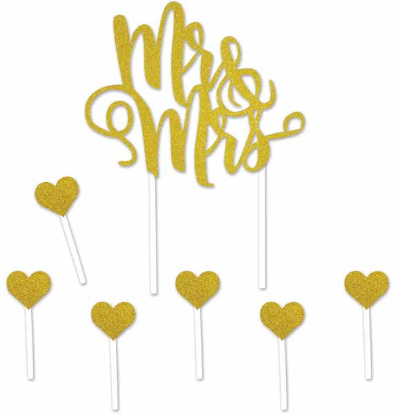 Wedding Cake Topper Gold Glitter