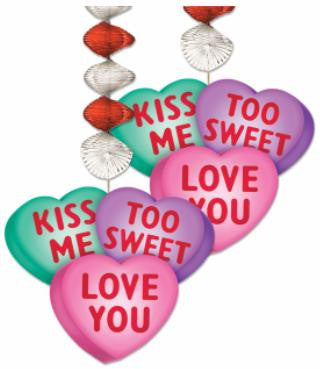 30" Candy Heart Dangling Cutouts Streamer Garland Valentine's Day Decoration
