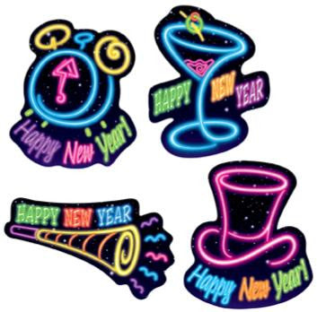 Neon new year's cutouts