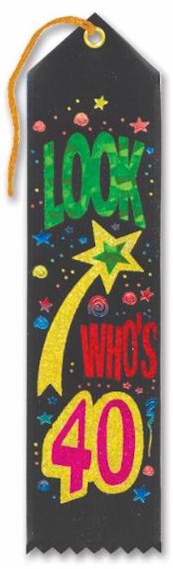 Look Who's 40 Award Ribbon 40th Birthday Party Accessory