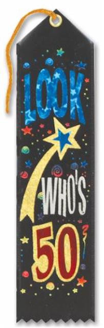 Look Who's 50 Award Ribbon 50th Birthday Party Accessory