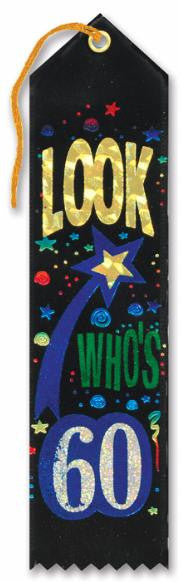 Look Who's 60 Award Ribbon 60th Birthday Party Accessory