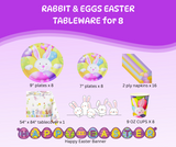 Rabbit & Eggs Easter Tableware Set for 8 Guests
