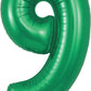 34" Green Number 9 Supershape Foil Mylar Balloon