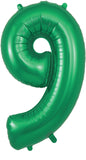 34" Green Number 9 Supershape Foil Mylar Balloon