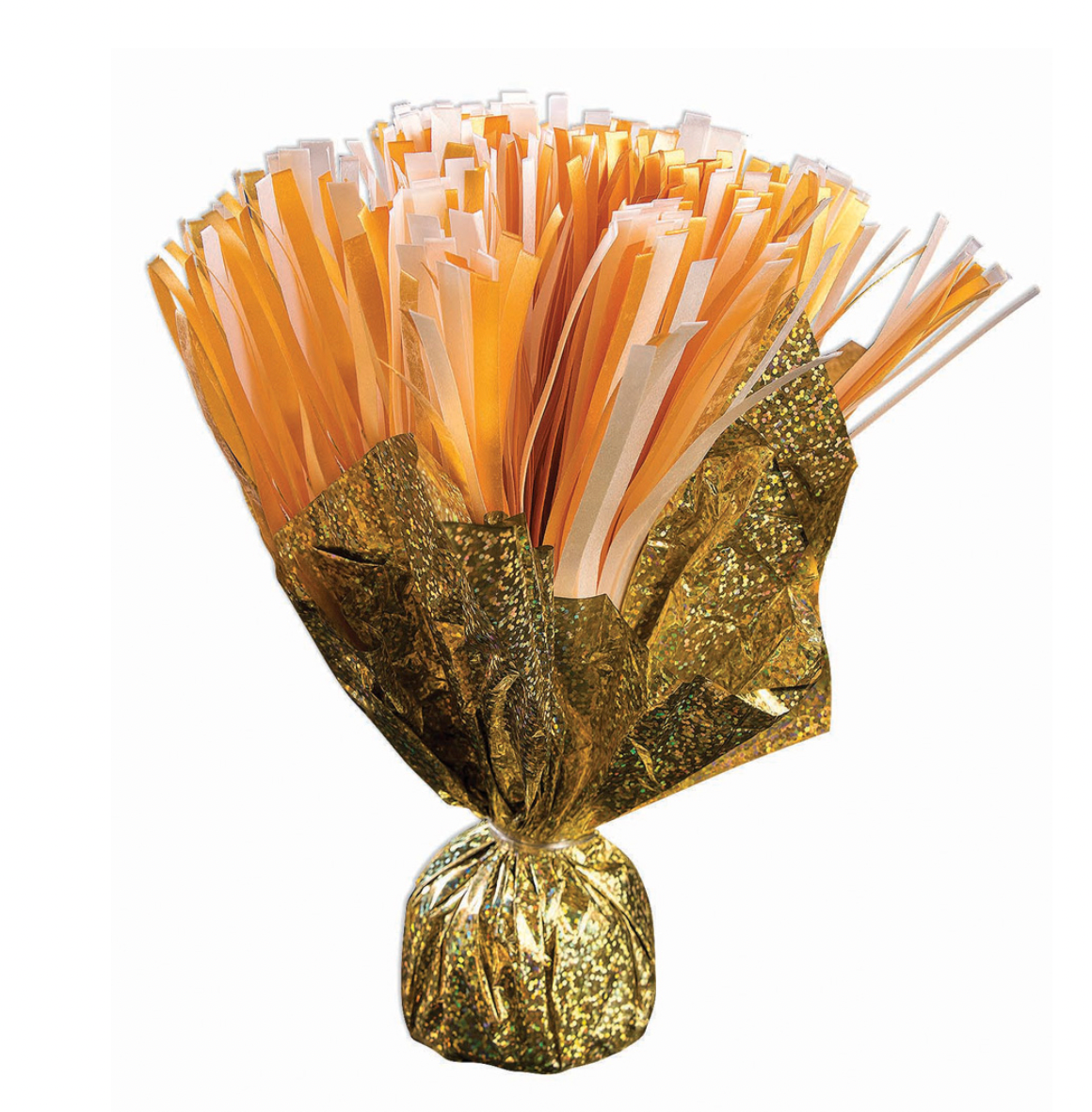 Foil Pom Pom Balloon Weight Gold And White