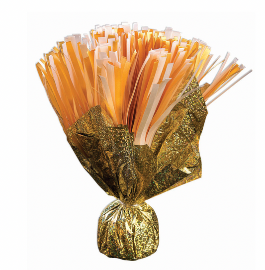 Foil Pom Pom Balloon Weight Gold And White
